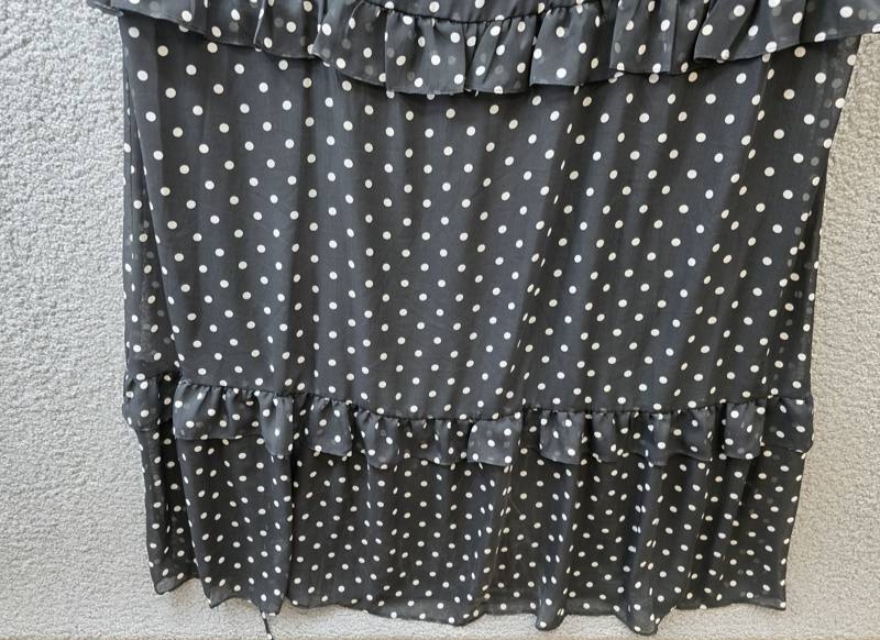 Julia Jordan Tie-Strap Ruffle-Tier Maxi Dress Women’s XL Black White Polka Dots
