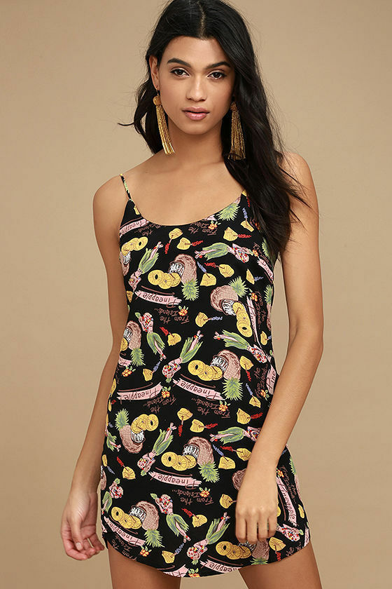 Vintage Lucy Love Pineapple Dress Hawaiian Aloha Surf Tropical Summer Vacation