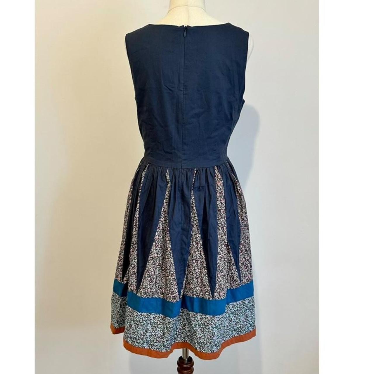 Gorman Patchwork Floral Cotton Fit & Flare Dress Size 10 Blue Orange