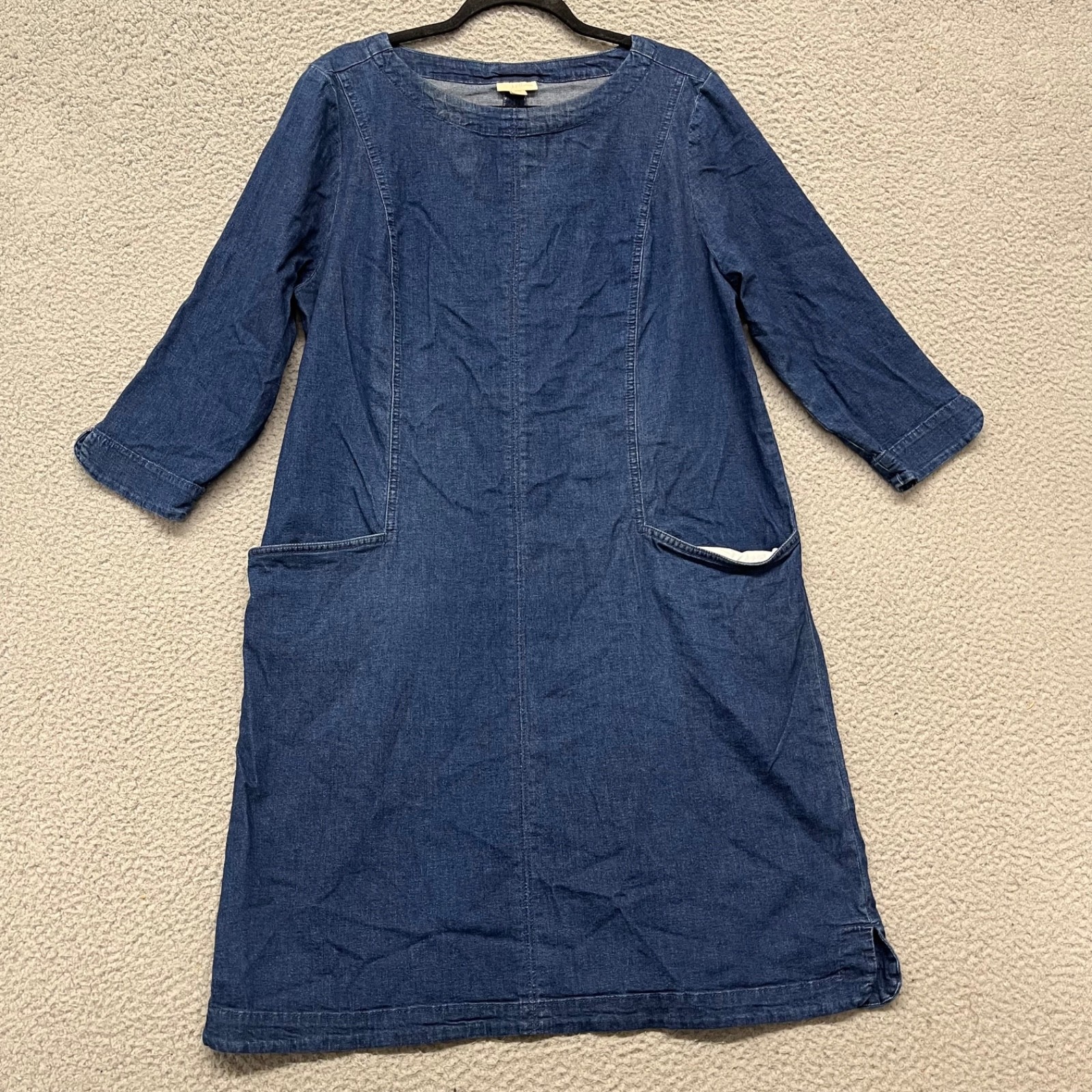 J Jill Dress Women L Blue Chambray Denim Pocket Classic Minimalist Closet Staple