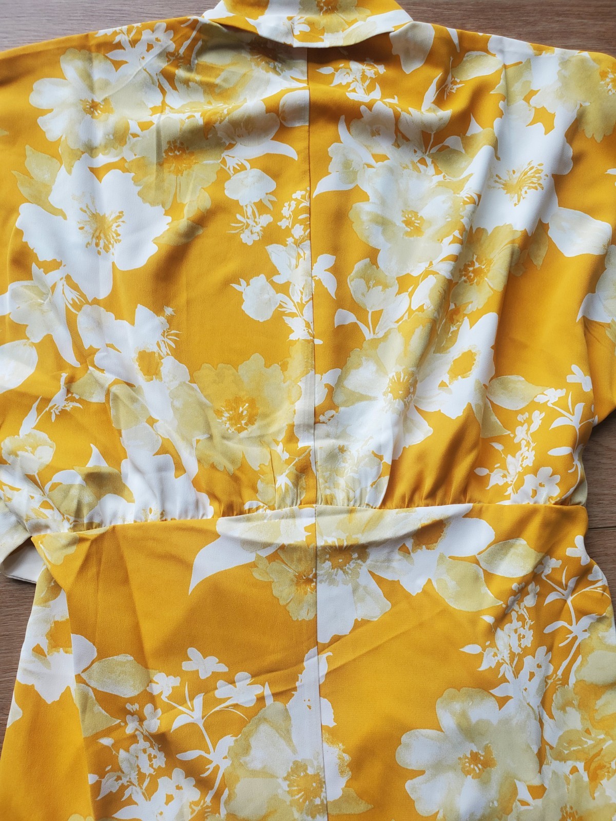 ONETHELAND Yellow/White Floral Button-Front Belted Collared Maxi Dress S