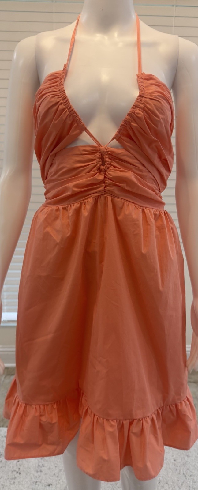 Bailey 44 Zahara Coral-Orange Halter Cut-Out Mini Dress SizeL