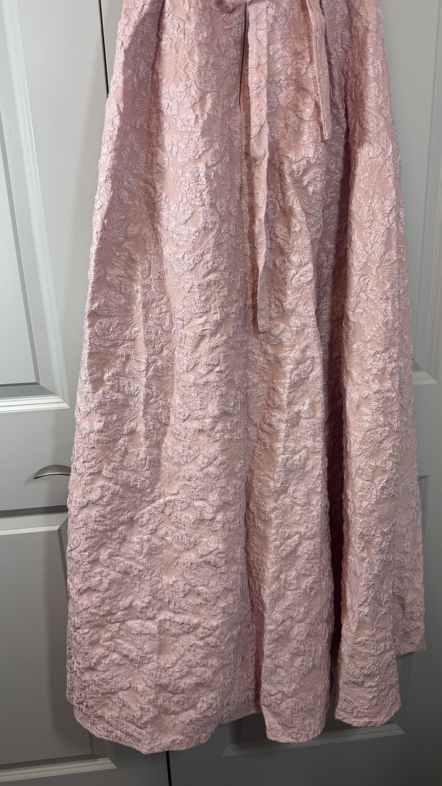 Unithorse Pink Jacquard Halter Formal Dress Women’s Size S US 4 Lace-Up Back Gow