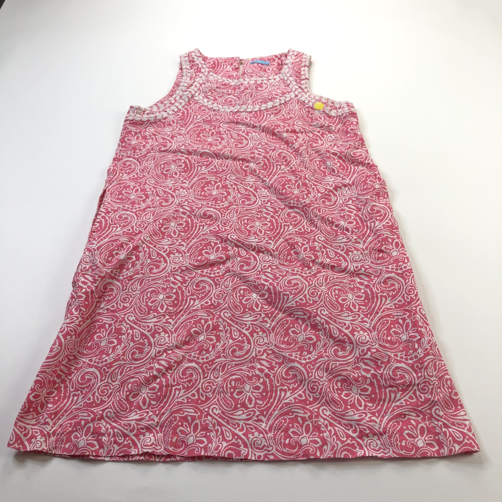 J McLaughlin 100% Linen Medium Above Knee Dress Abstract All Over Print Pink Red