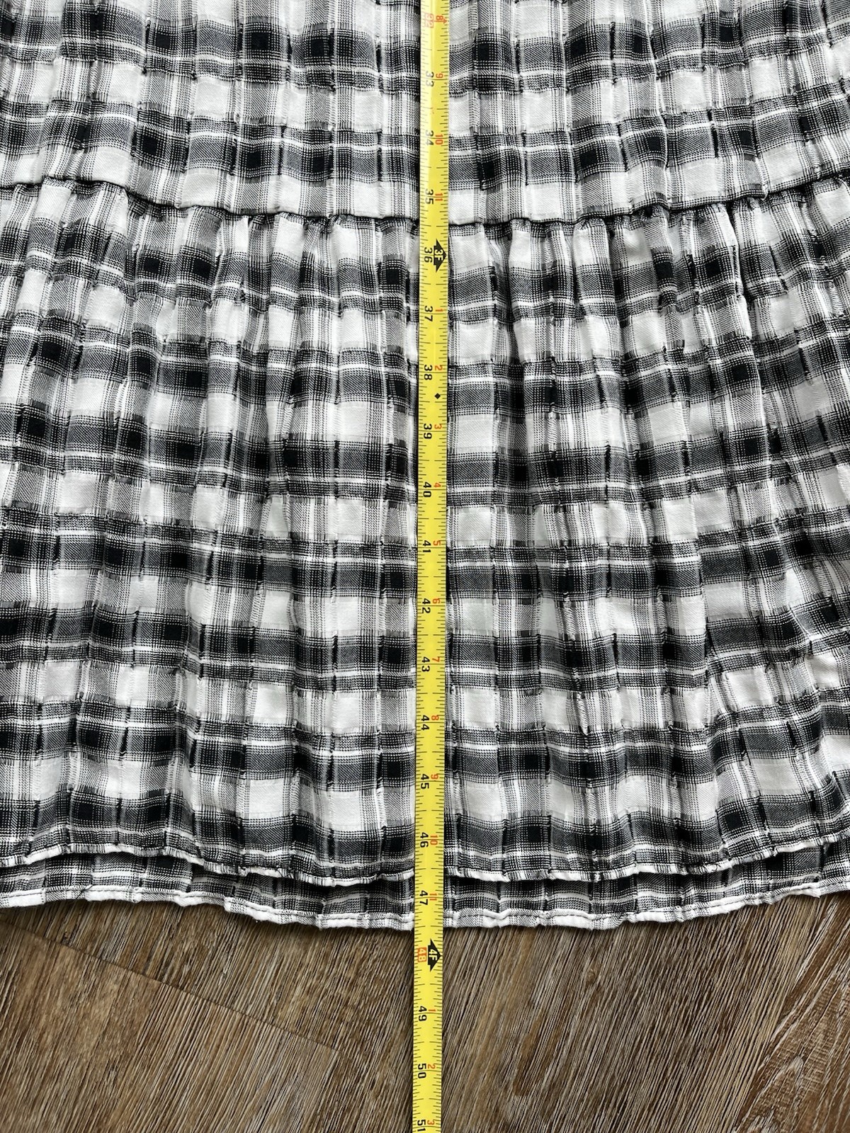 PRIMARK Check Textured Cotton Tiered ￼Dress Navy/Charcoal Gray/Black Sz 12 / L