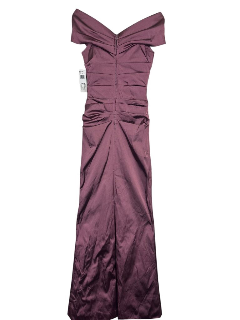 Teri Jon Rickie Freeman Gown 2 Pink Off Shoulder Satin Stretch Mermaid