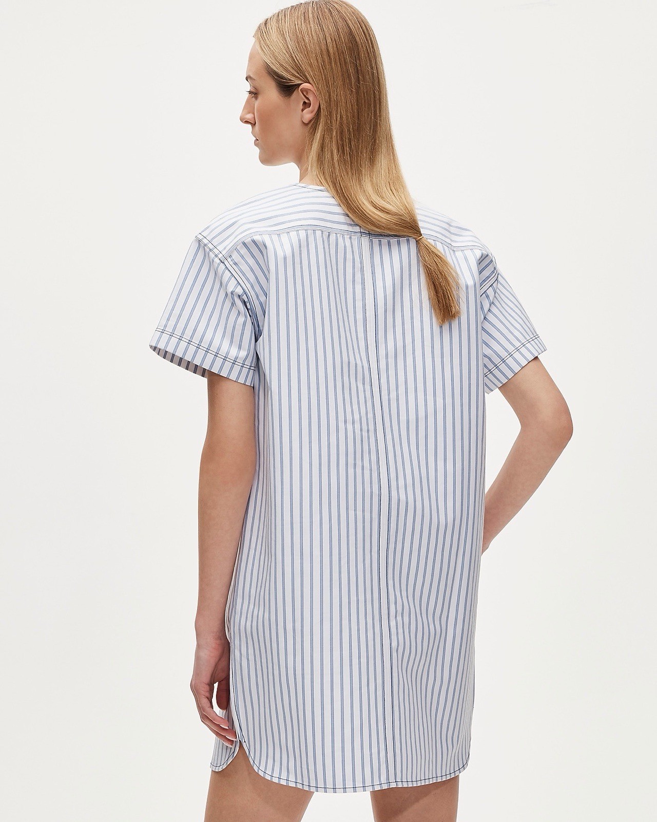 J.Crew Patch-pocket pullover dress in striped structured cotton poplin size M