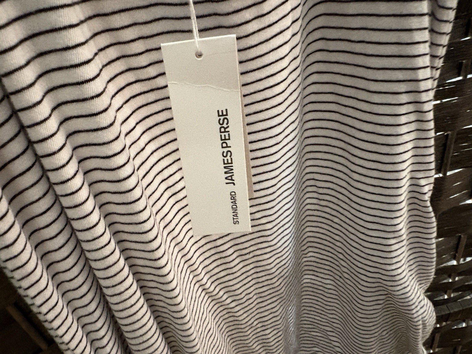 James Perse Standard Black White Stripe Tank Dress Size 4 NWT Ruched Maxi Midi