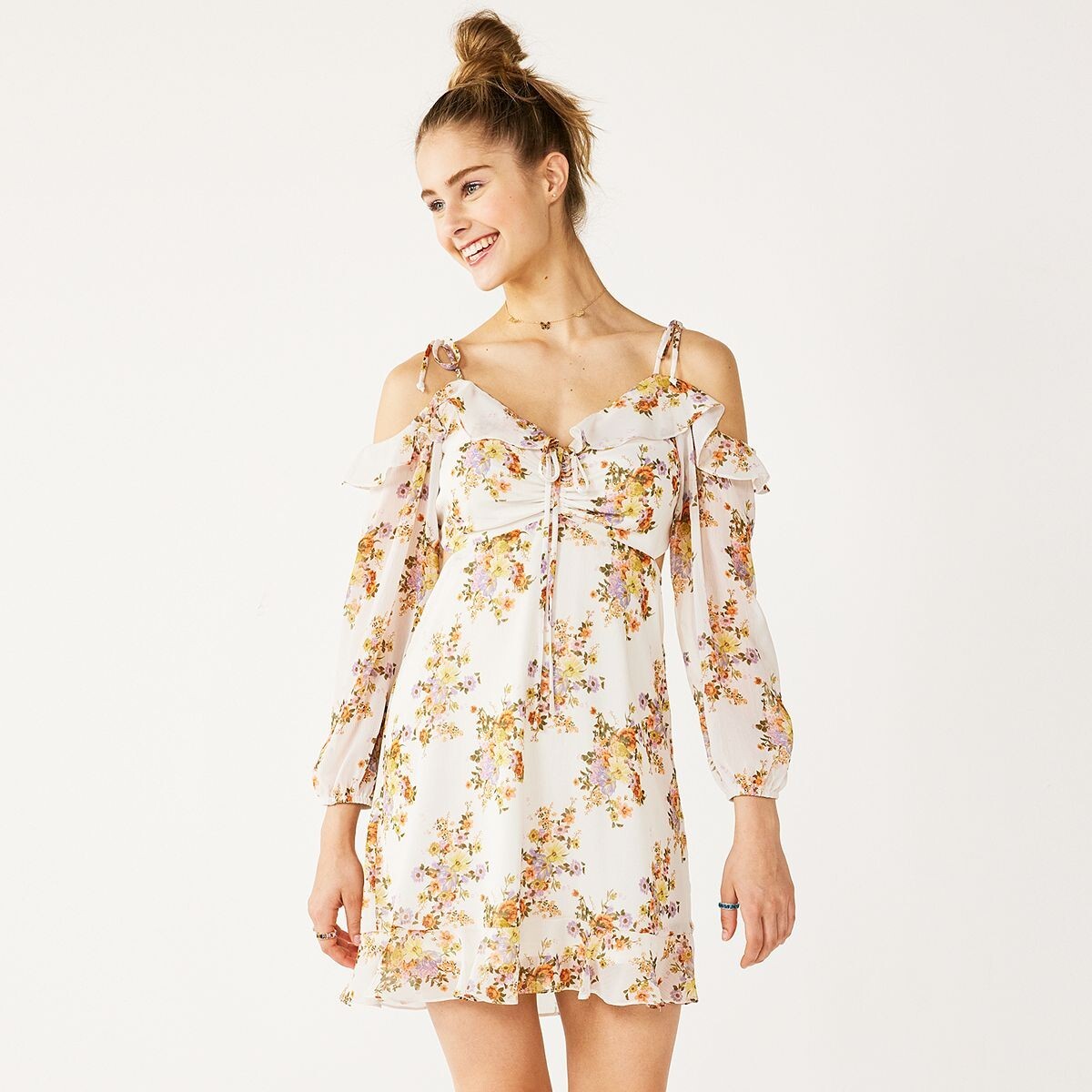 Juniors’ Rewind Long Sleeve Cold Shoulder Dress – XL (New W/Tags)(Ret. $44.00)