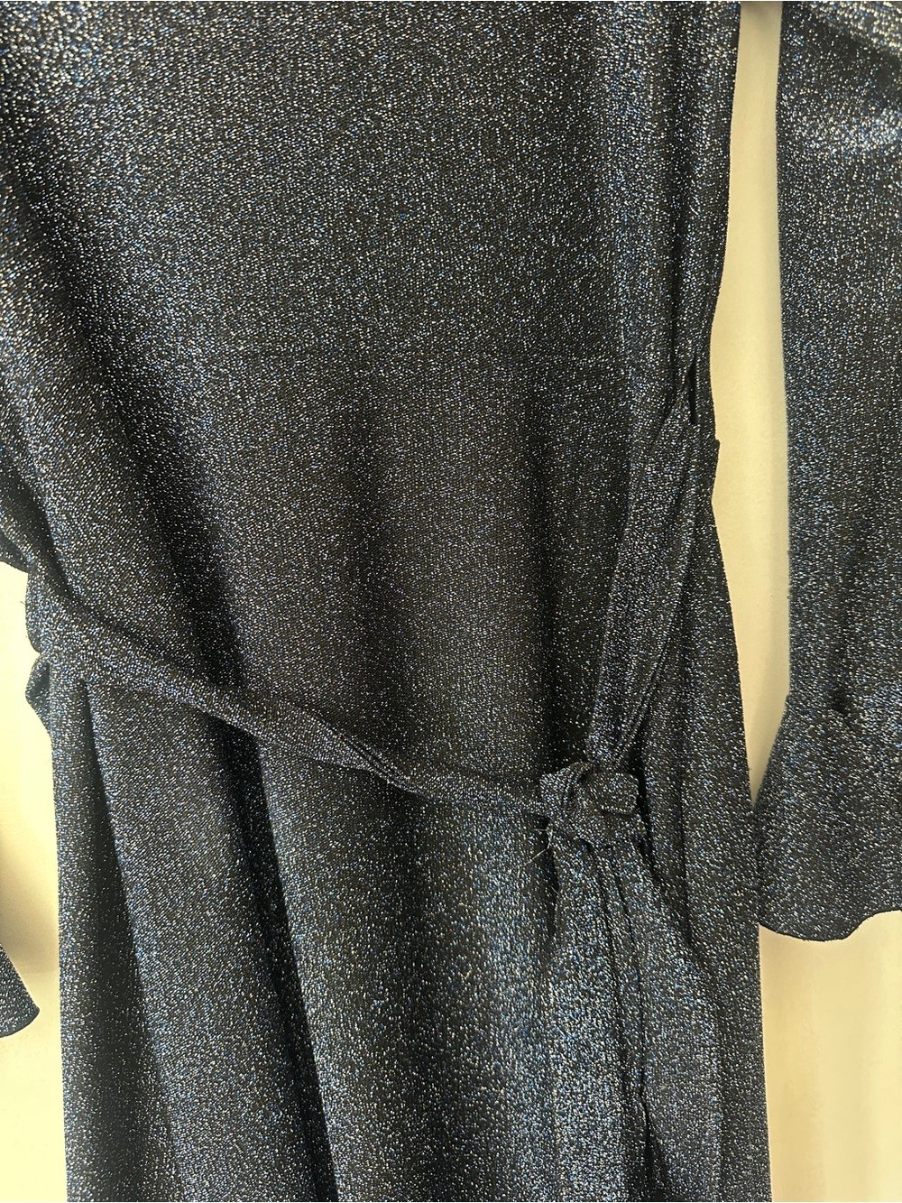 Free People One More Time Lurex Wrap Dress Large Glitter Ruffle Midi Dress Long