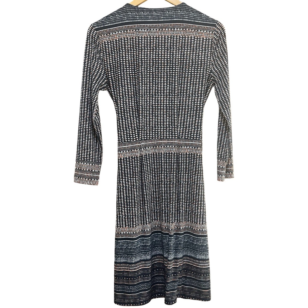 BCBGMaxAzria Adele Wrap Dress Aztec Geometric Print 3/4 Length Sleeves Size S