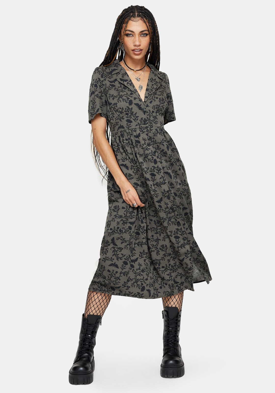 Morgana Midi Shirt Dress – Green