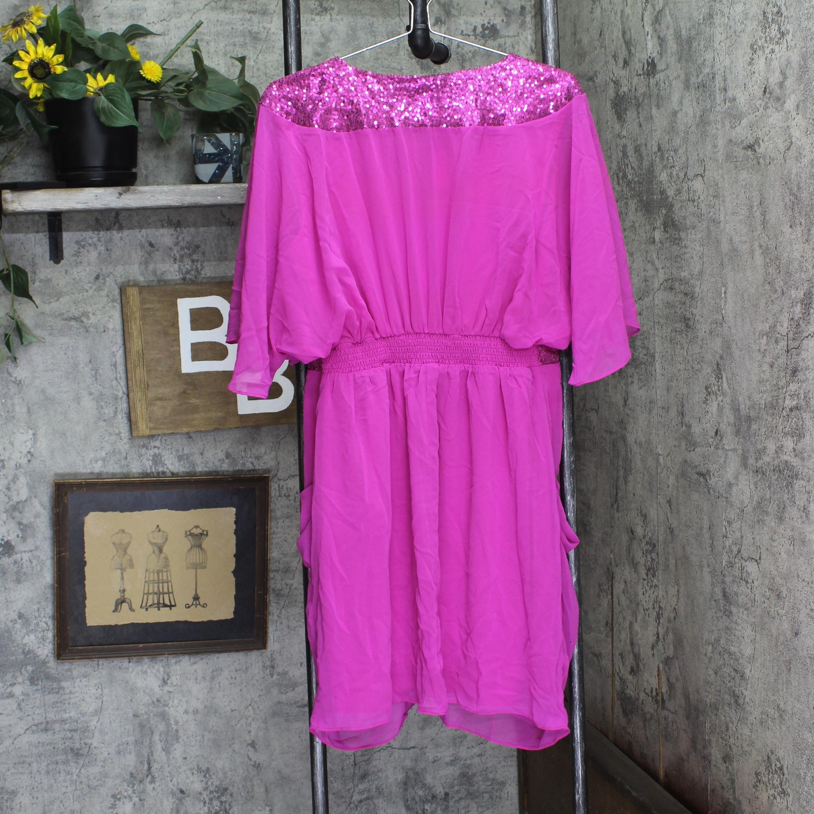 city Chic Womens Trendy Plus Size Sequin Wrap Dress Lipstick Purple Pink 16W