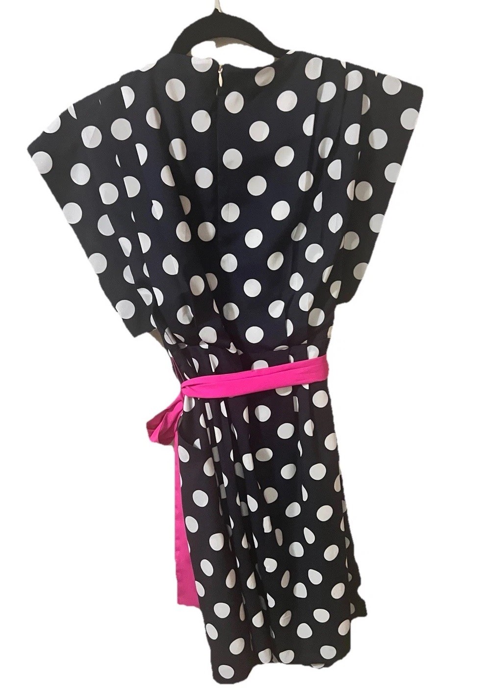 ELIZA J BELTED MIDI BLUE POLKA DOT PRINT FAUX WRAP DRESS sz XS Chest 32In