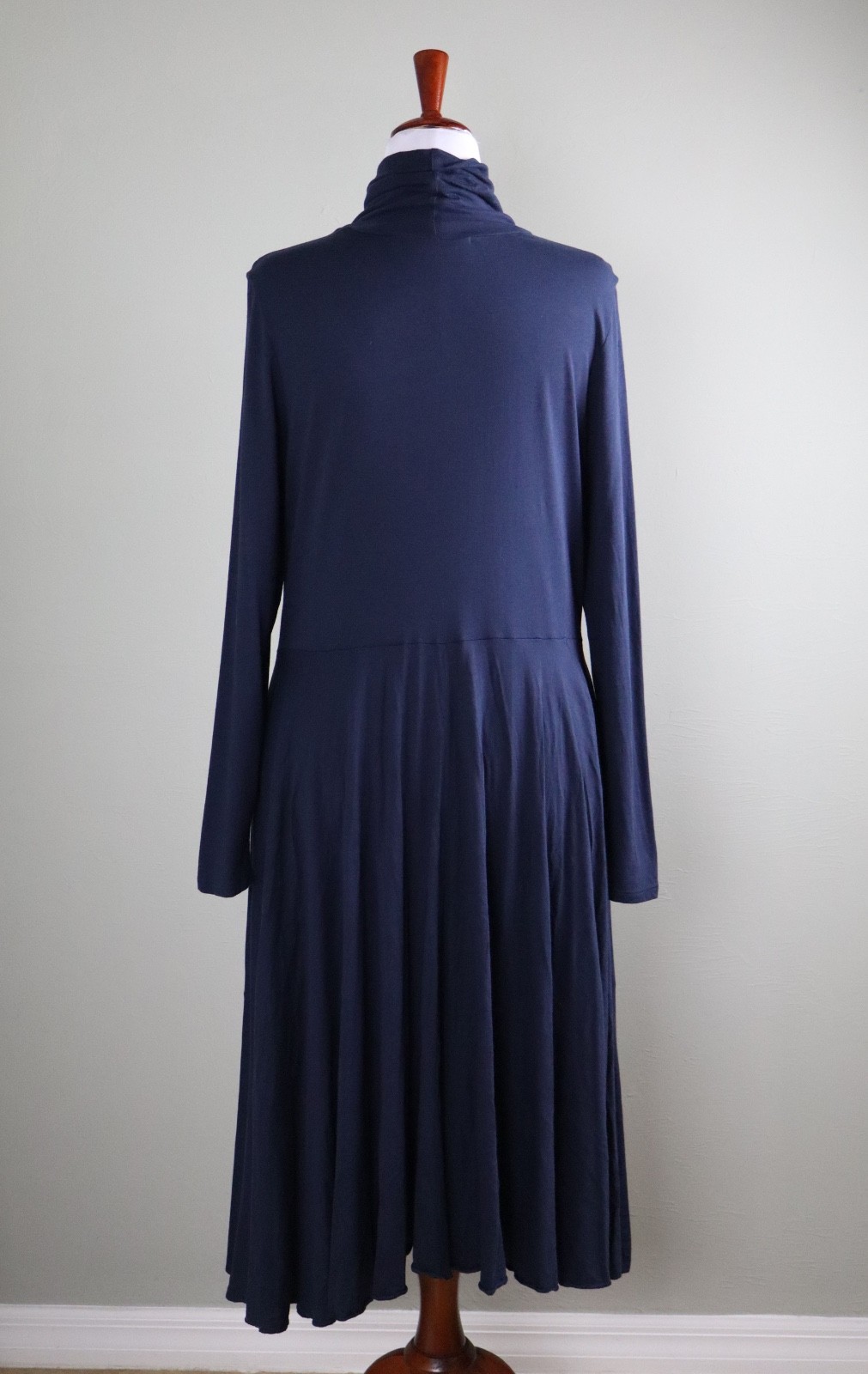 PERUVIAN CONNECTION NEW $169 Solid Navy Ariana Midi Turtleneck Dress Size XL