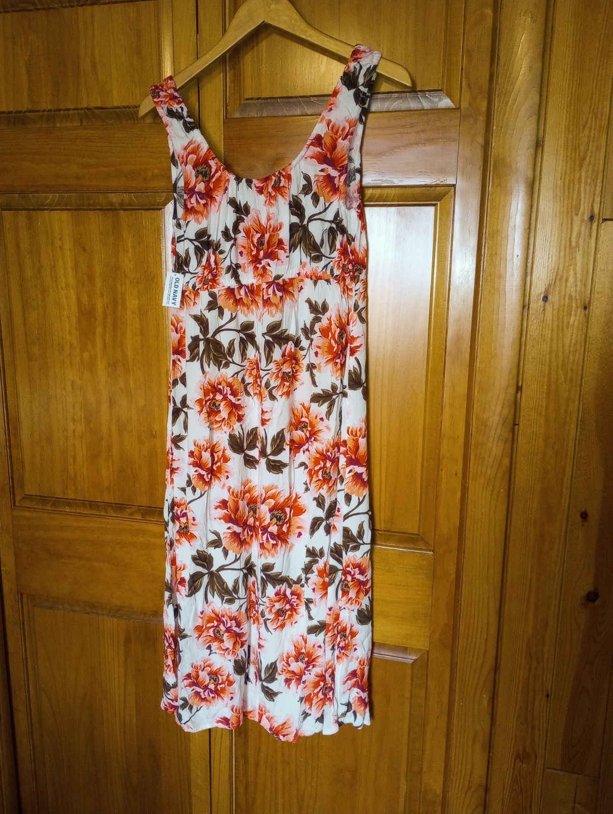 NWT Old Navy Small Sleeveless Scoop Neck Floral Milkmaid Maxi Dress Rayon New