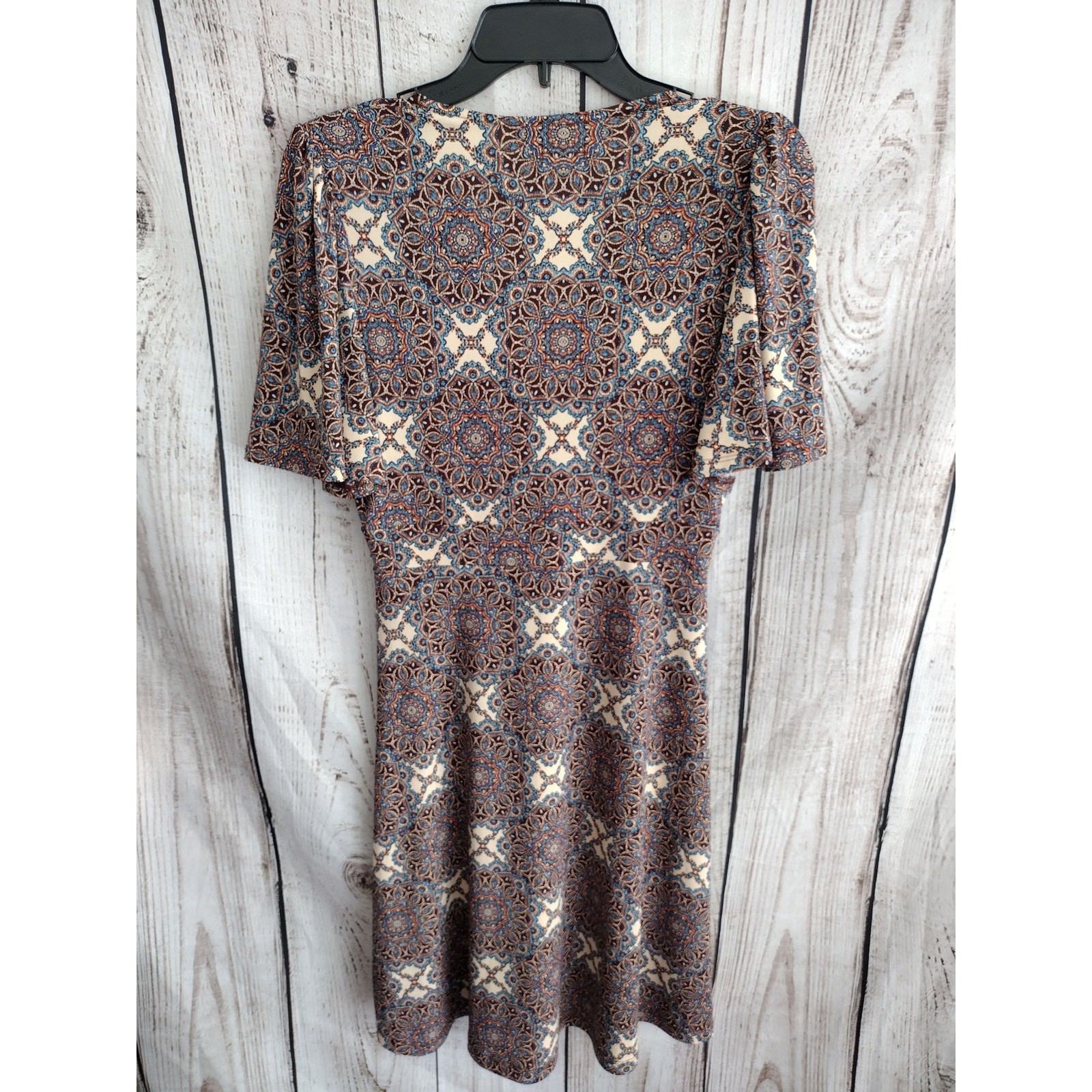 Veronica M NEW Cross-Over V-Neck Flutter-Sleeve Fit & Flare Stretch Dress Small