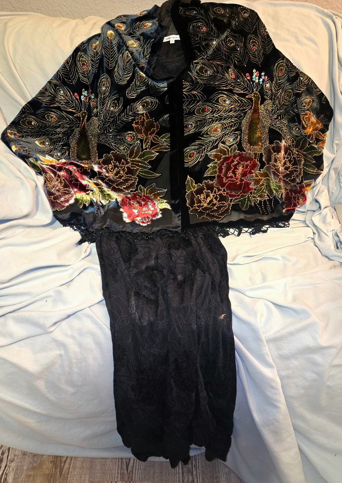 Spencer Alexis Dress & Peacock Poncho Style Top NWT