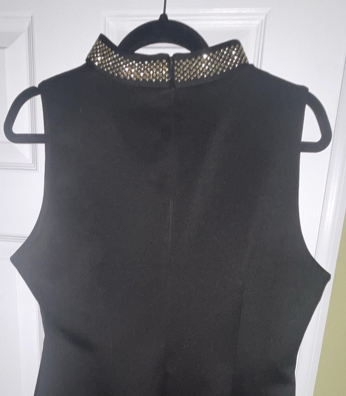 Calvin Klein Black Pencil Knee-Length V-Neck Sleeveless Beaded Dress 14