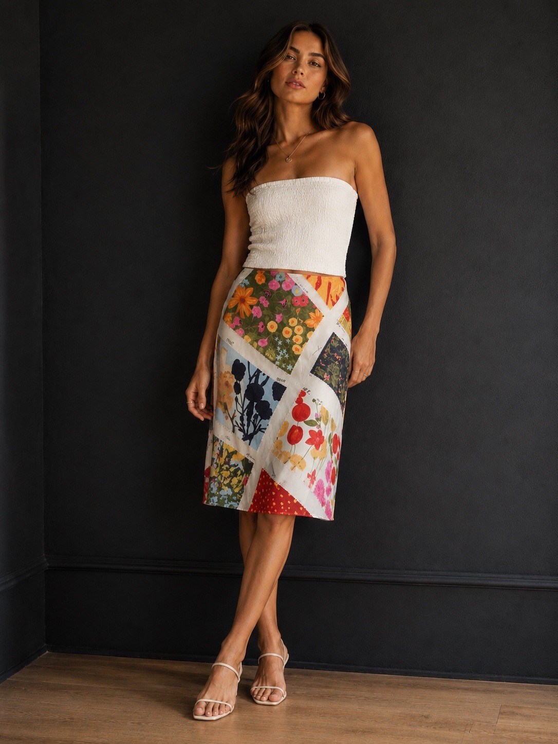 Moschino Cheap & Chic Very Rare Skirt With Mixed Floral Print And Patchwork M