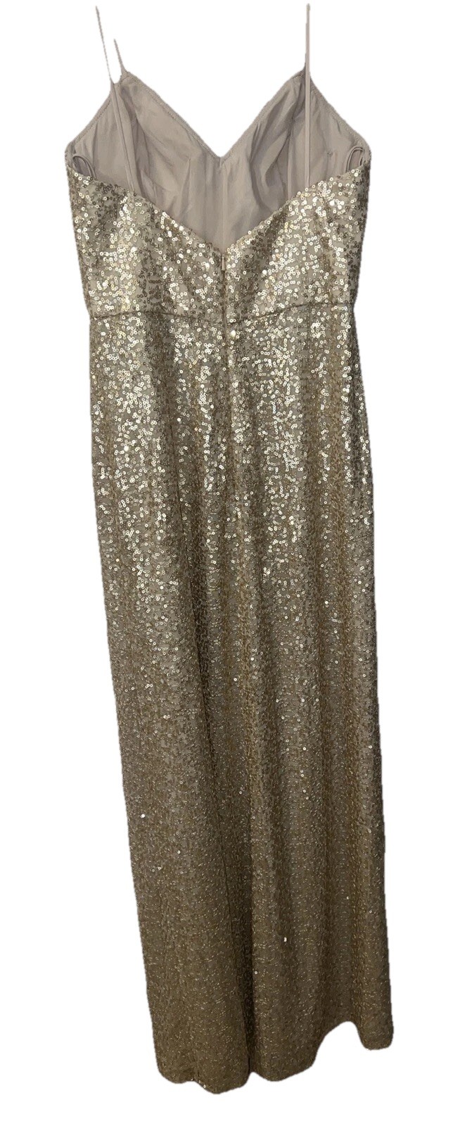 Amsale Samantha Gold Sequin Spaghetti Strap Bridesmaid/Formal Gown Size 4