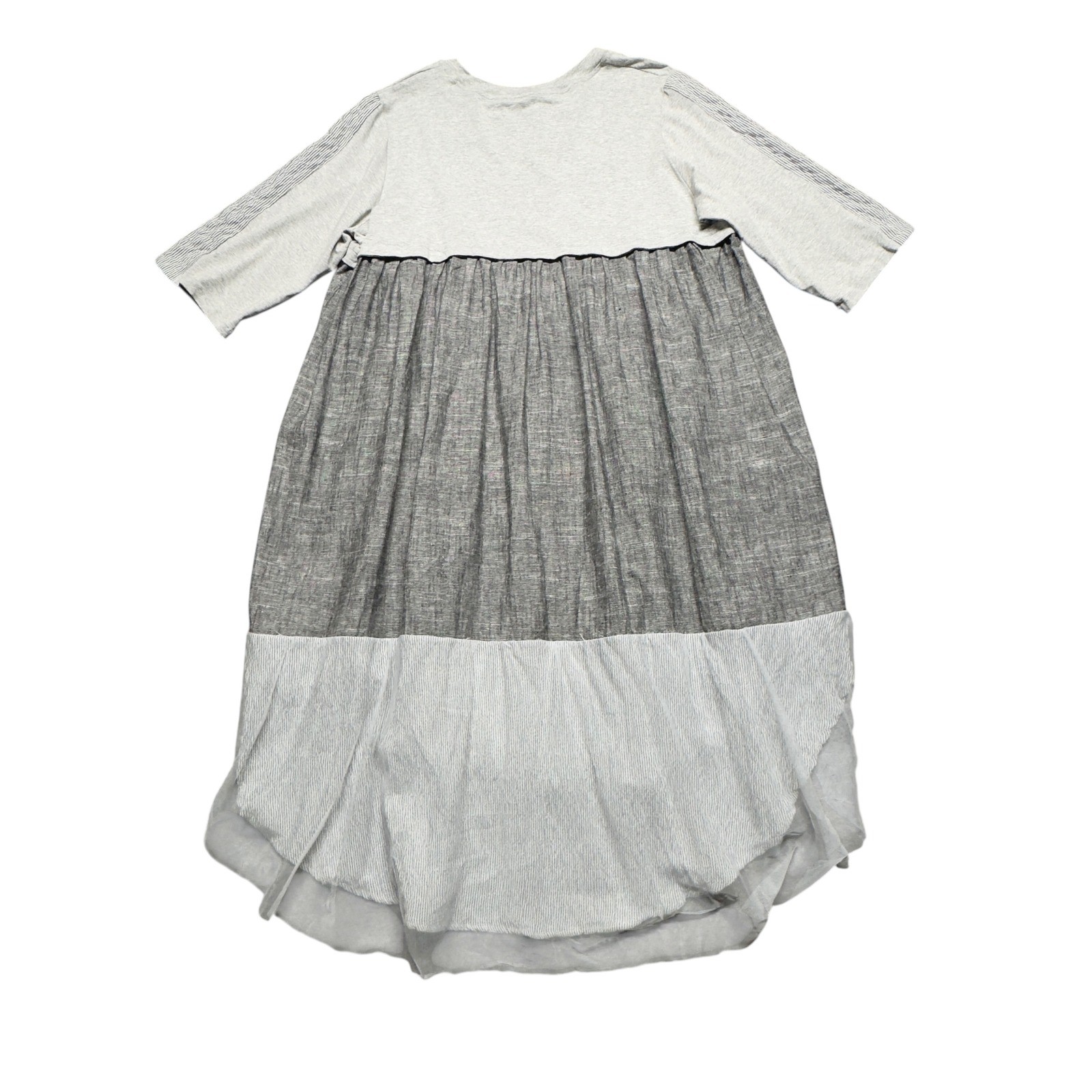 Gershon Bram Bottle Dress Linen Blend Gray Large Layered Colorblock Lagenlook