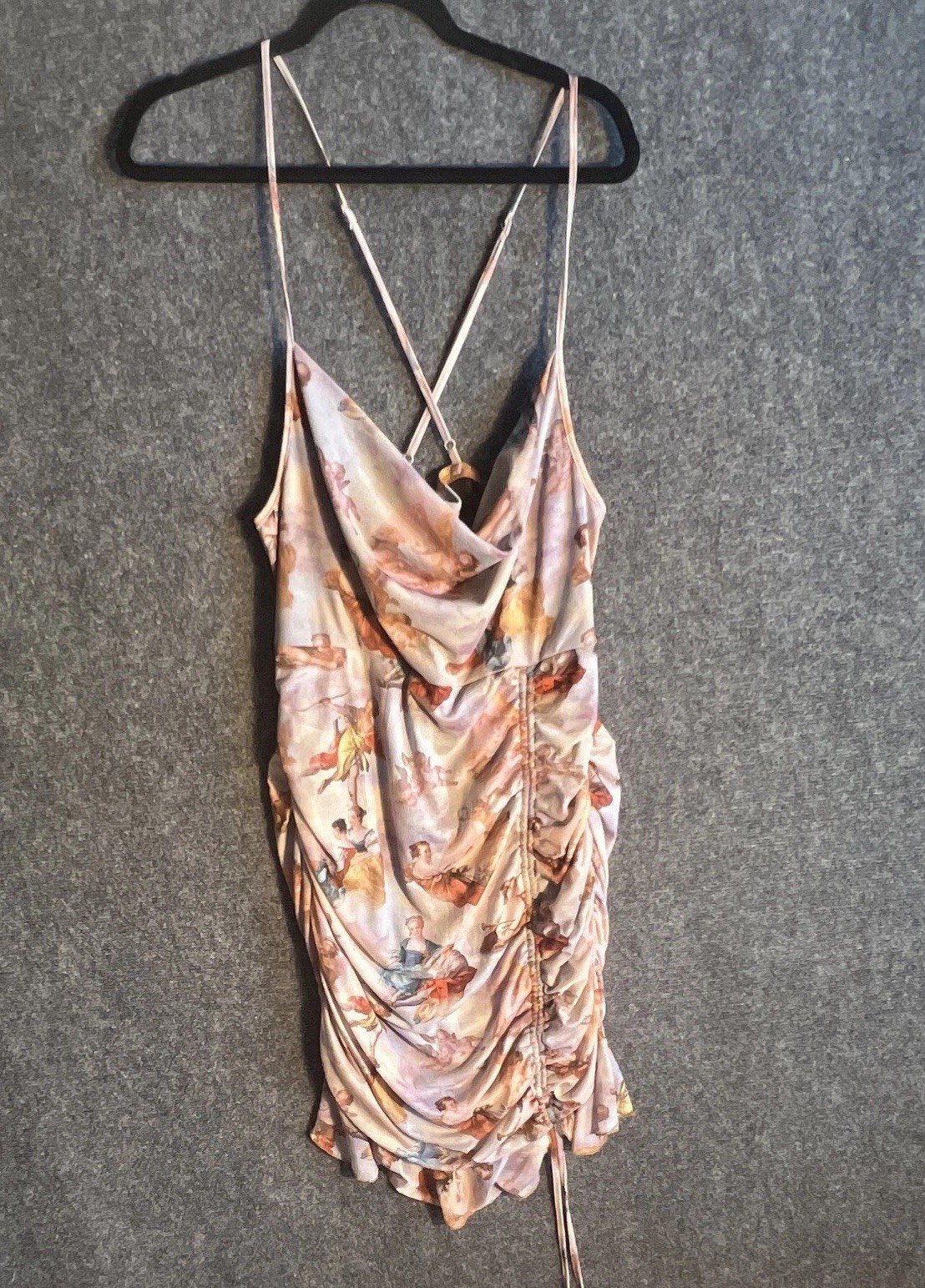 SHEIN Curve Women’s Plus 2XL Multicolor Angel Cowl Neck Ruched Mini Dress