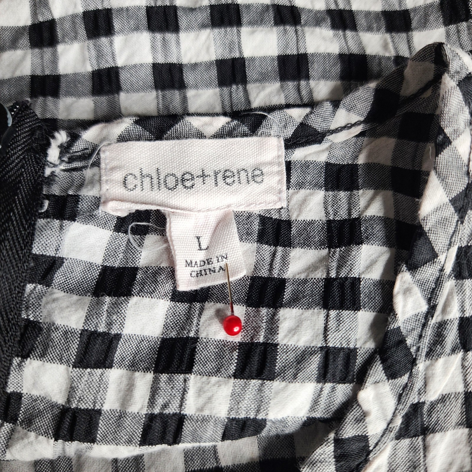 Women’s Black & White Checkered Knee Length Ruffeled Hem Dress Size L Preppy