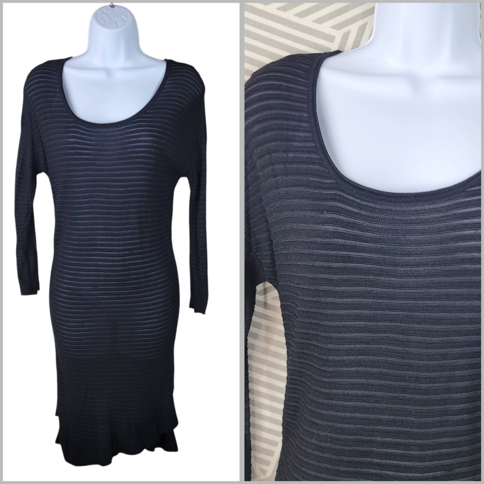 Express Dress Sheer Black Size Medium Swim Cover Up Knit Midi Assymetric Goth
