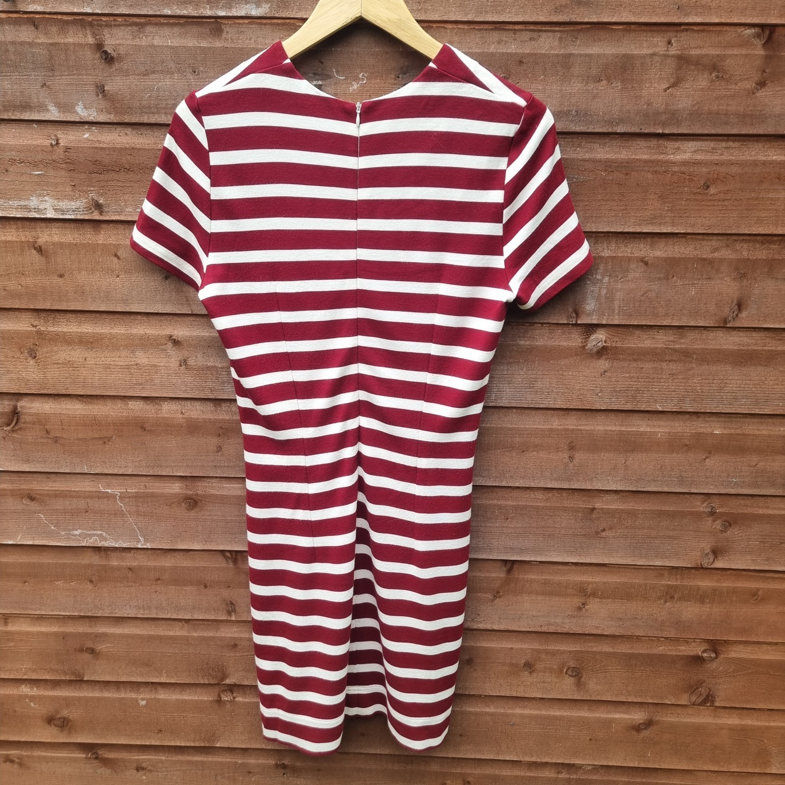 Baum Und Pferdgarten Red White Striped Dress Small Back Half Zip Spring Summer