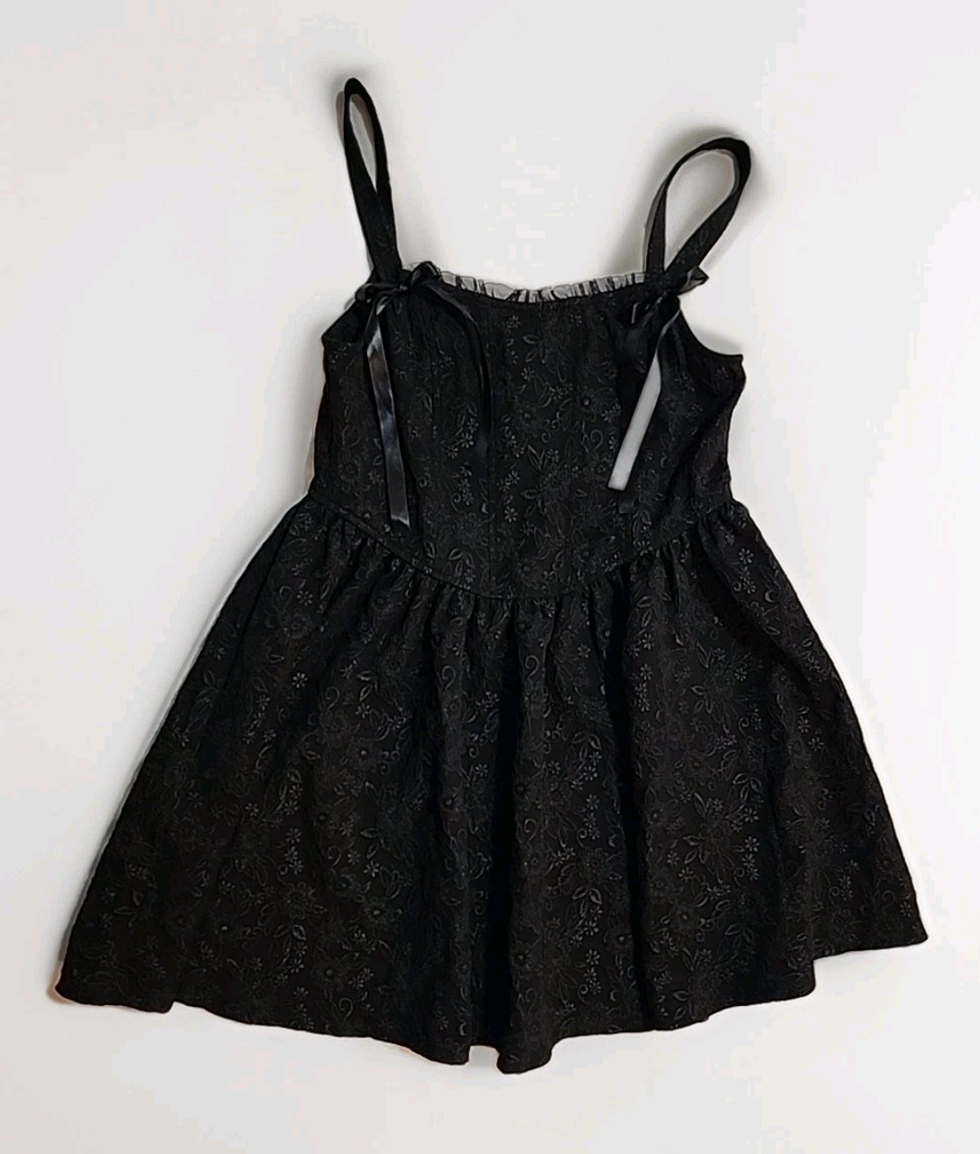 Francesca’s Mi Ami Black Jacquard Flora Fit & Flare Sundress Dress Large NEW R2