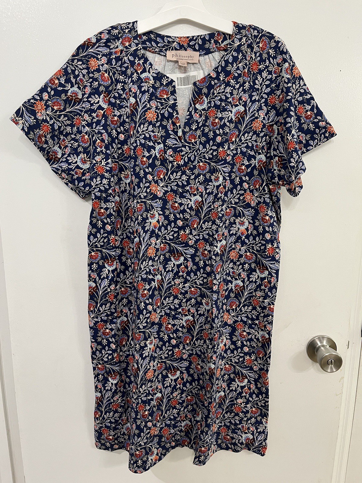 Philosophy Petite Large Navy Floral Shift Dress, Size Petite Large