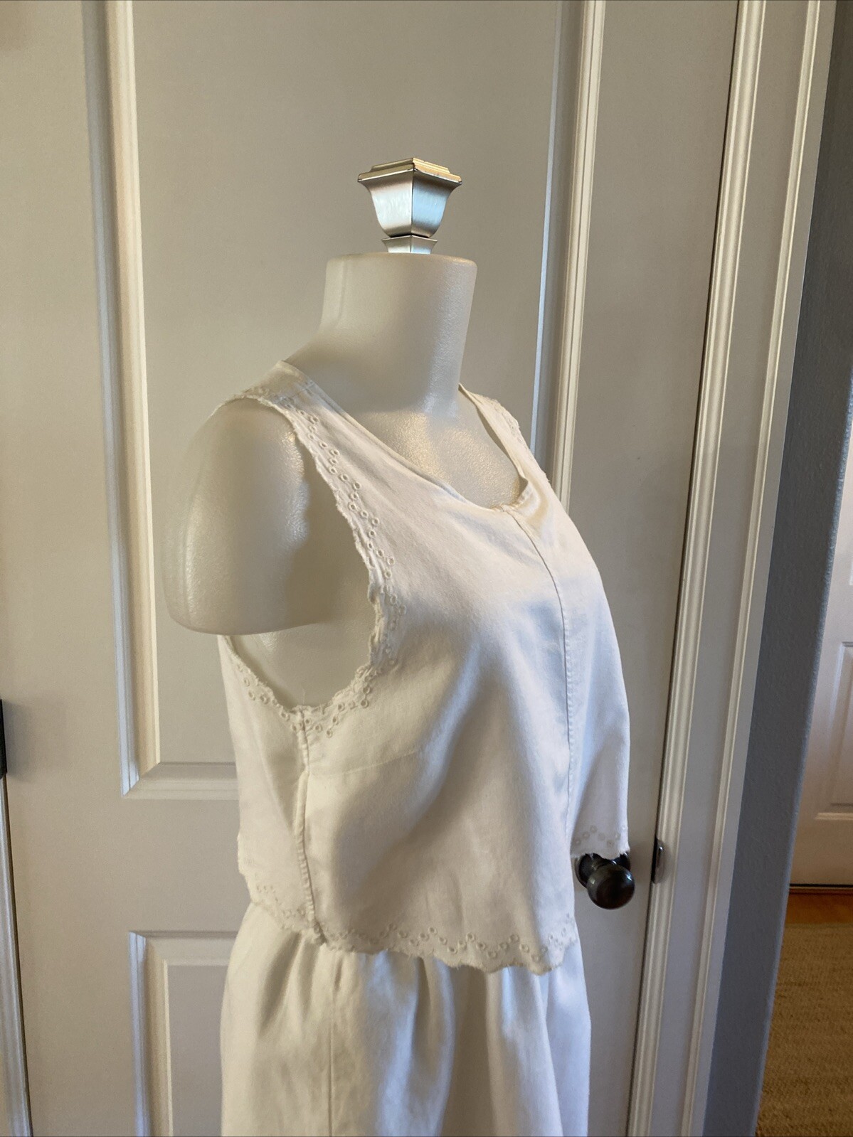 Madewell White Eyelet Overlay Open Back Dress Size 6/S Sleeveless Beachy Boho