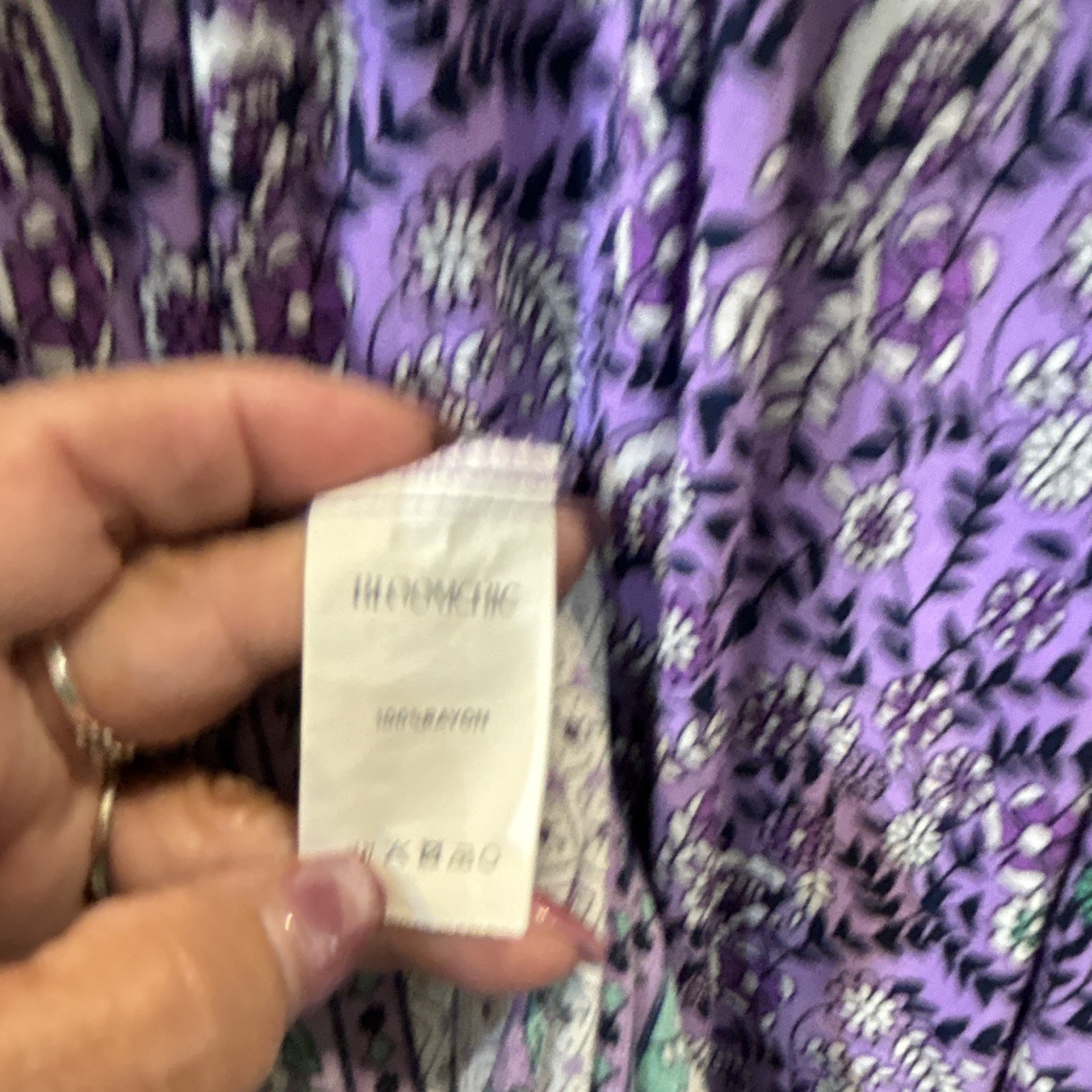 Bloomchic 14-16 Purple/White/Green Floral V-Neck Short Sleeve Rayon Woven Maxi