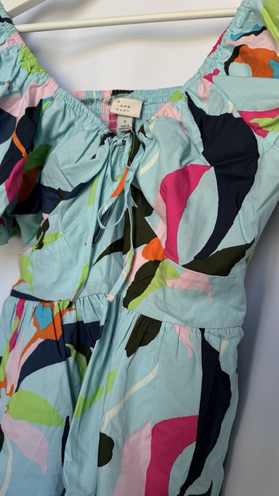 A New Day Floral Print Off-the-Shoulder Dress Puff Sleeve Dress with Pockets