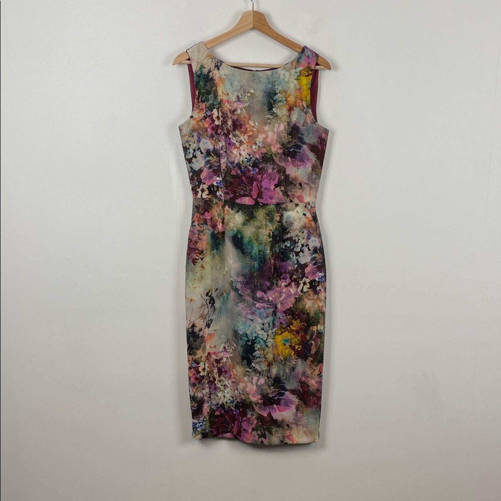 Single Los Angeles Floral Sleeveless Zip Back Lined Pockets Women 4 Sheath Dress