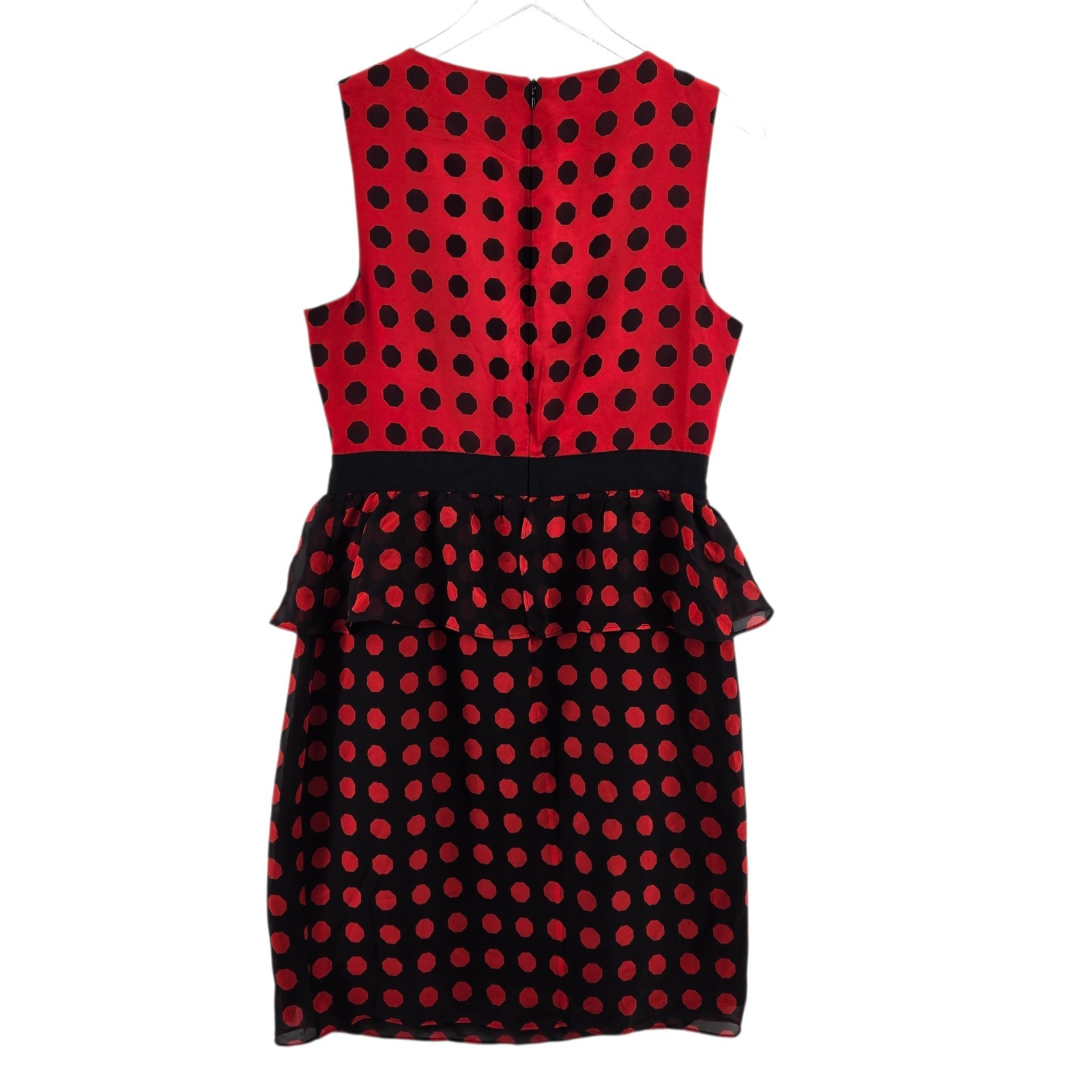Trina Turk Dress Womens Small Medium Ladybug 100% Silk Black Red Polka Dot Party