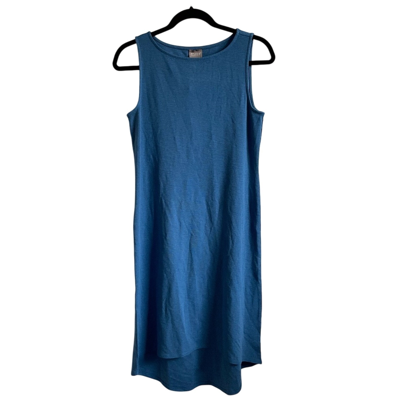 Chico’s Shoshoni High/Low Knee Dress – Bijou Blue – Size Small