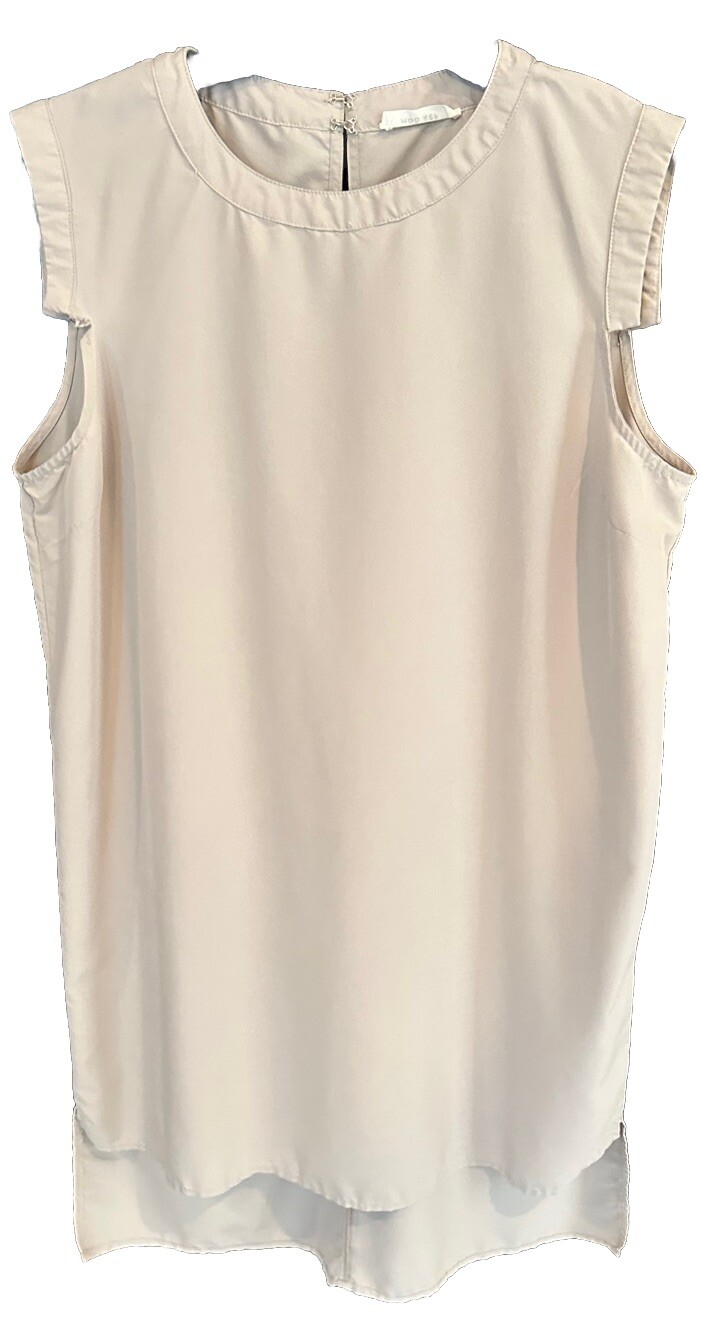 Mod Ref Beige Dress, Sleeveless, Size L, Hi-Lo