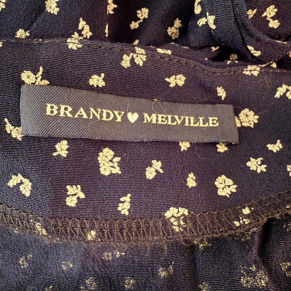 Brandy Melville Slip Dress Maxi Navy Floral Spaghetti Strap 100% Viscose