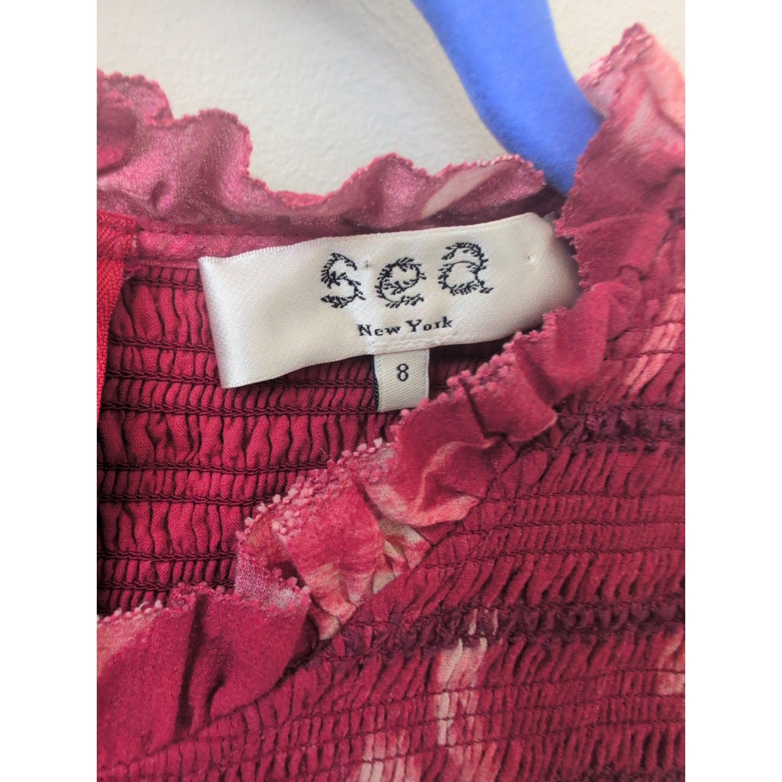 Sea New York Merlot Monet Smocked Dress size 8