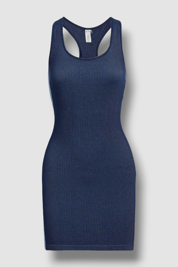 $120 The Upside Women’s Blue Short-Rib Scoop Neck Racerback Bodycon Dress Size M