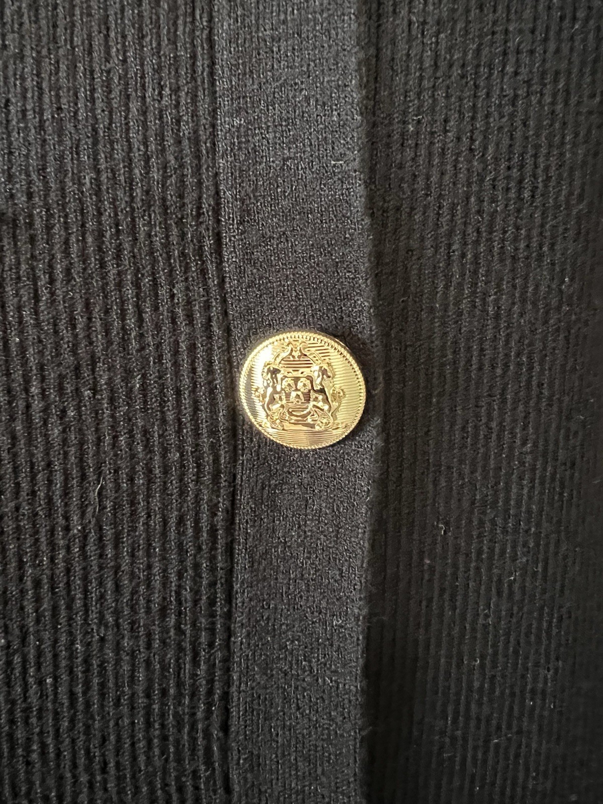 NWT $295 Elie Tahari noir black The Casey knit Sweater Midi Dress gold buttons M