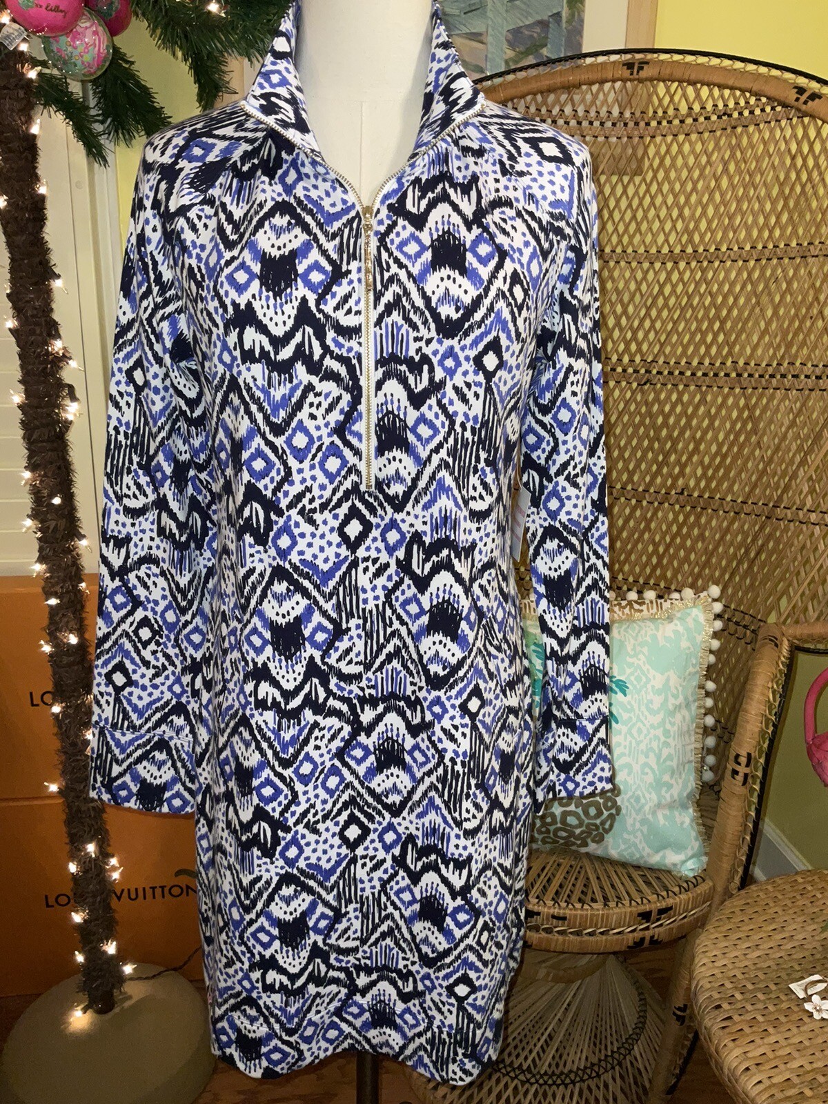 Lilly Pulitzer NWT UPF 50+ Skipper Popover Dress Oh My Cod $158 Size S,L