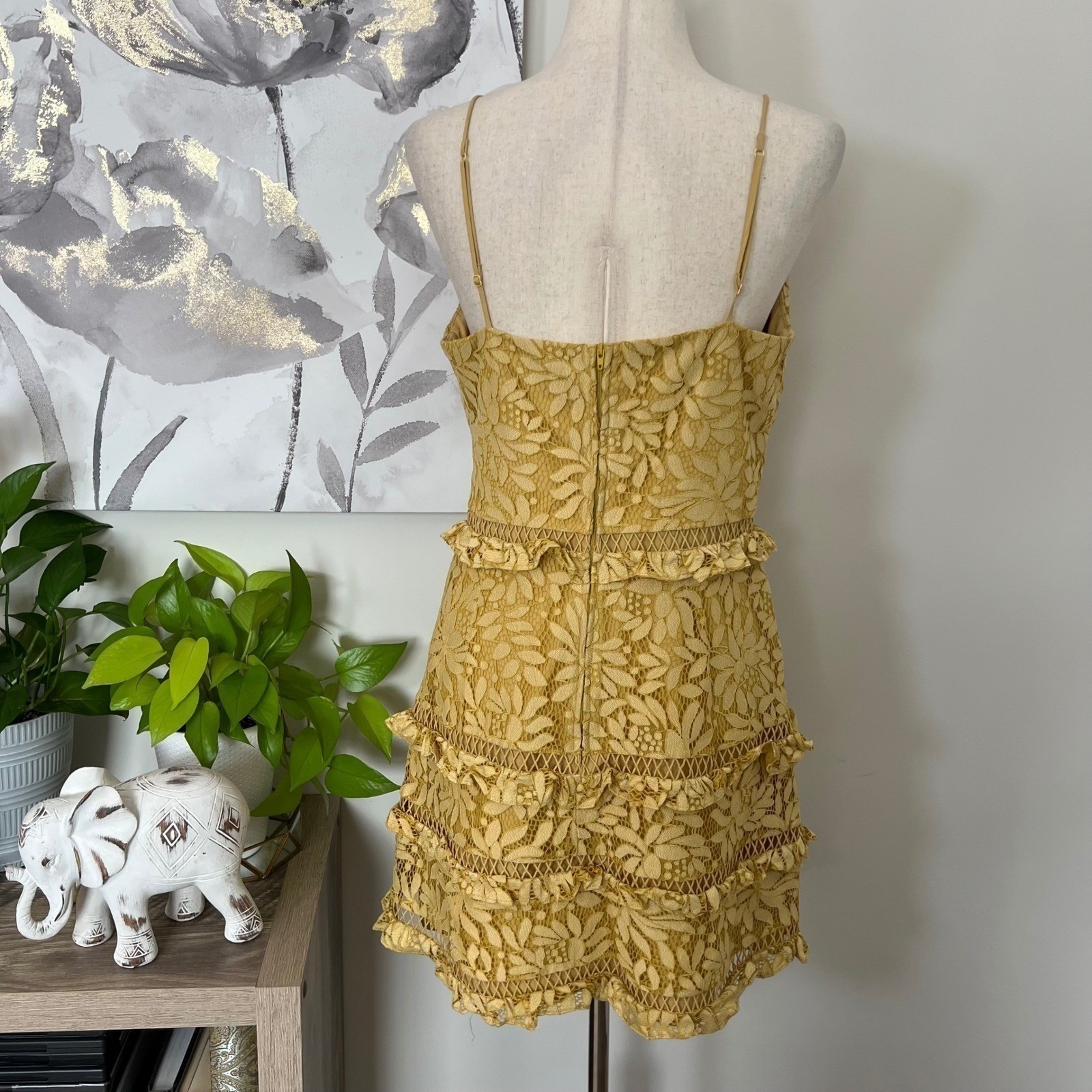 Keepsake The Label Lace Tiered Mini Dress Ruffle Strappy Cottage Coquette
