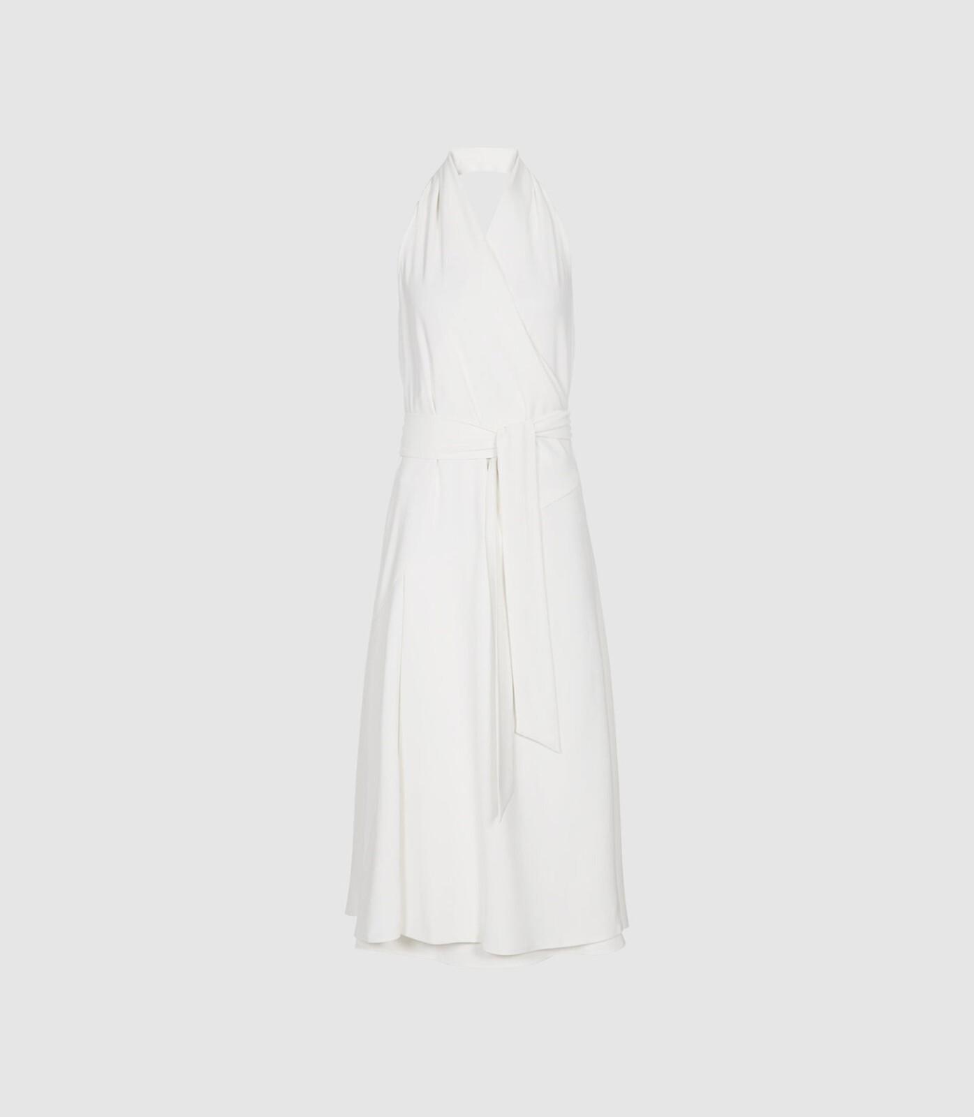 Reiss Piper Halter Neck Wrap Dress White US 4 EUC #300