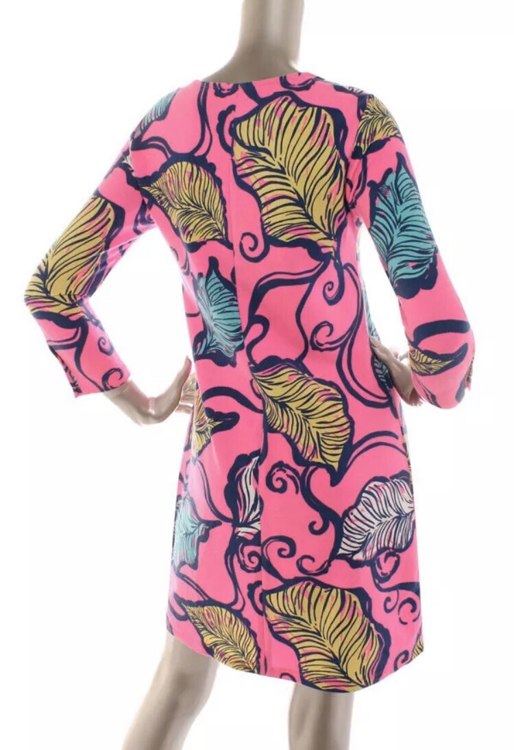 NWOT Lilly Pulitzer Clarke Soft Shift Dress XS Deep V Stretch in Pink Multi