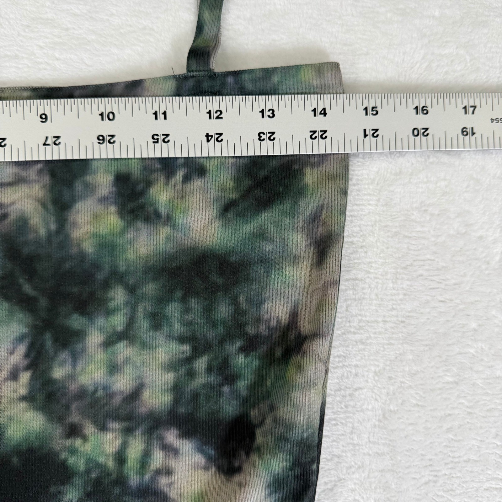 Zara Womens Large Green Tie Dye Ribbed Knit Bodycon Midi Slip Dress Sleeveless