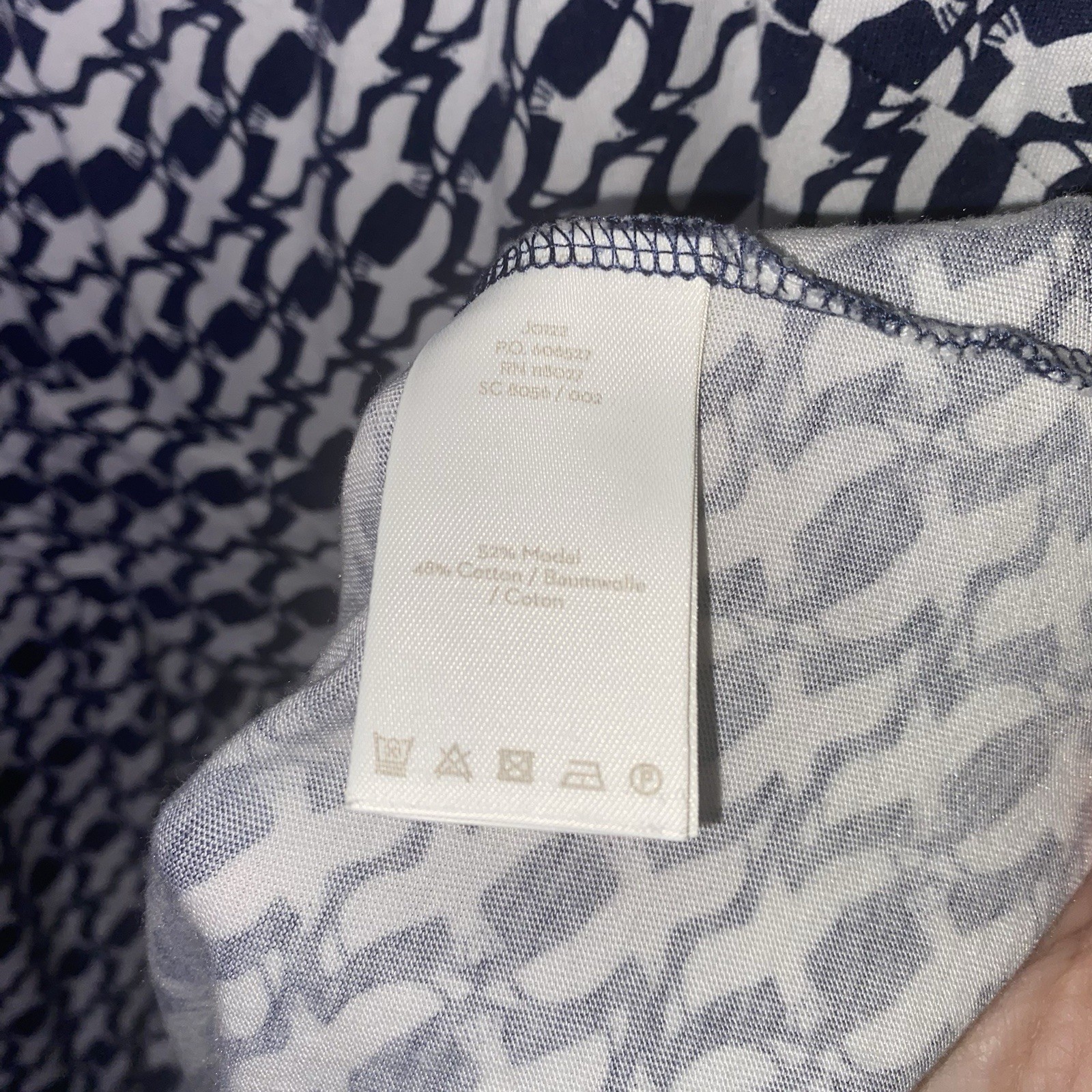 Boden Navy and White Dove Print Size 6R Midi Soft Short Sleeve Dress