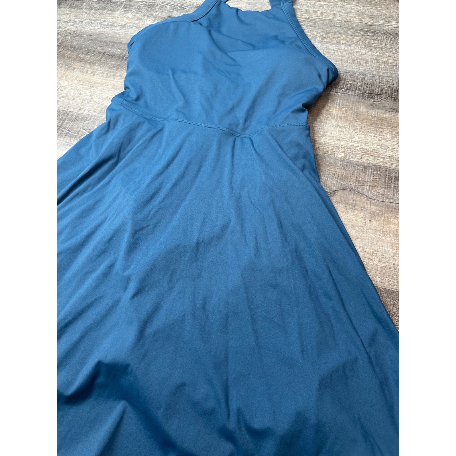 Halara Softlyzero Airy Exercise Dress Teal Blue Halter Twist Back Size M Long